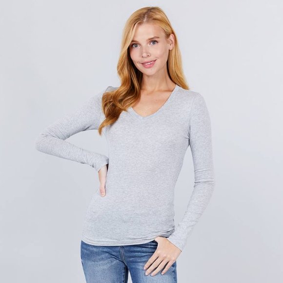 Cotton Jersey V-Neck Top - Picture 9 of 16